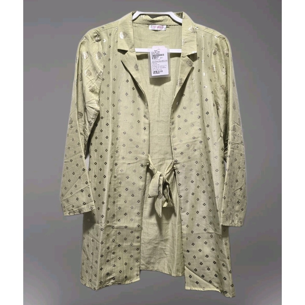 Pannkh XS Pista Womens Green‎ Foil Print Jacket Only Long Sleeve NWT